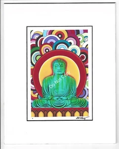 Groovy Buddha Art Print by JOSEPH SONDAY signed 6"X4" image 10"X8" matte - Picture 1 of 1