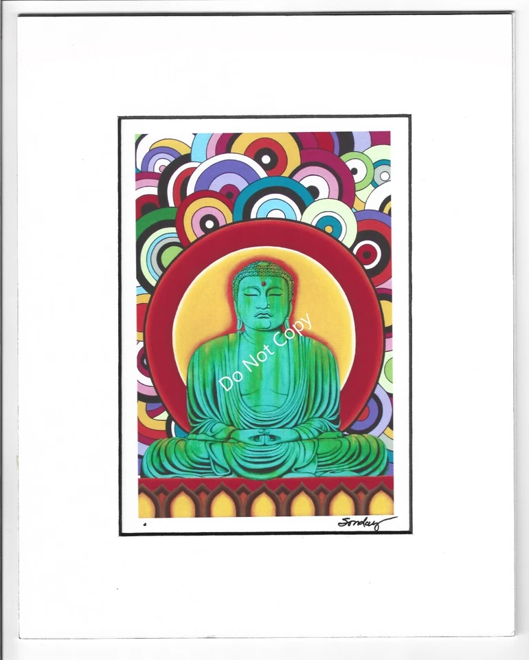 Groovy Buddha impresión artística firmada por JOSEPH SONDAY imagen de 6"X4" 10"X8" mate Foto 1 de 1