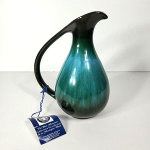 Blue Mountain Keramik 7" Krug Ewer türkis schwarz Tropfglasur Kanada mit Etikett! - Bild 1 von 8