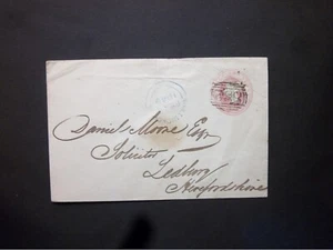 Berkshire Stationery 1849 QV 1d pink Envelope 832 numeral WALLINGFORD to Ledbury - Picture 1 of 2