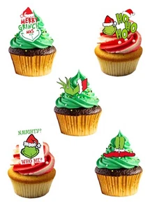 Cake Toppers Christmas Film Grinch Style 33 Stand Up Edible Wafer Paper Toppers - Picture 1 of 9