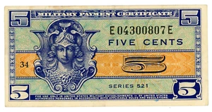 USA/MPC ... P-M29 (Series 521) ... 5 Cents ... ND (1954) ... Choice *XF+*.😀 - Picture 1 of 2