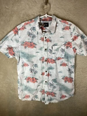 RIPCURL Casual Shirts Top Size M Mens Grey Flowers Short Sleeve - Image 1 of 4