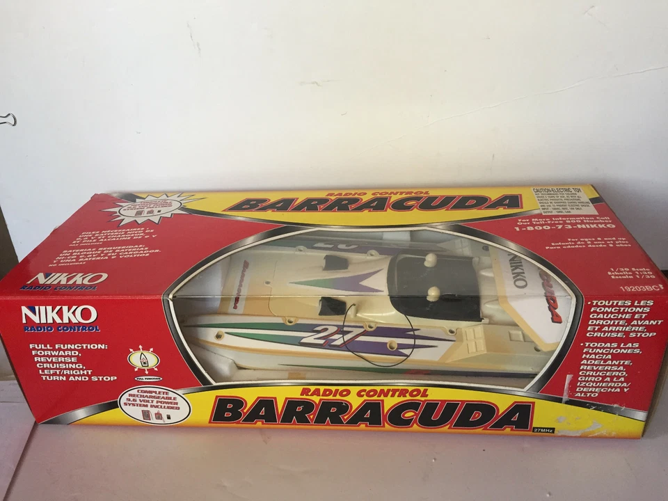 Nikko RC Radio Control Barracuda Full Function Race Speed Boat 27 MHz