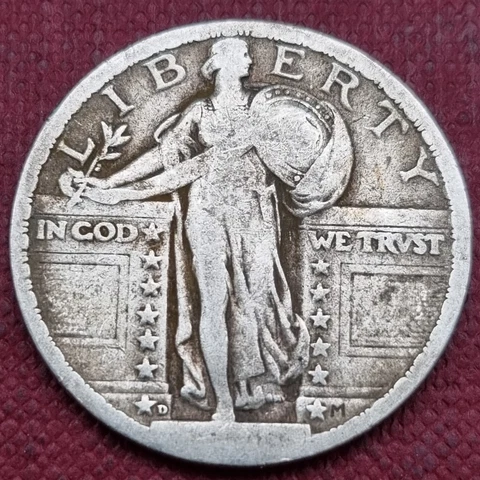 1918 D Standing Liberty Quarter 25c Circulated #60286 Cover