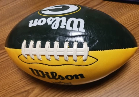 Vintage Wilson Green Bay Packers Football. Vinyl. Green/ Yellow. Excellent Cover