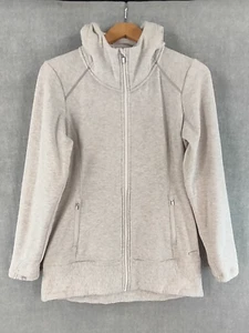 Athleta Jacket Womens Ivory CYA Stronger Hoodie Fleece Lined Full Zip Pockets - Picture 1 of 19