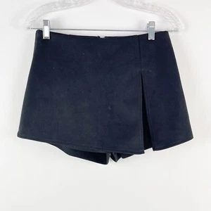 SEEK The Label Mini Pantalones Cortos Falda Negra Imitación Gamuza Skort Abertura Frontal Talla S - Imagen 1 de 5