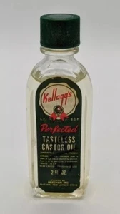 Vintage Kellogg's geschmackloses Rizinusöl 2 Unzen Flasche  - Bild 1 von 7
