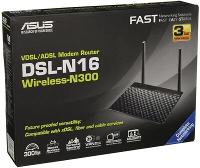 Asus DSL-N16 VDSL/ADSL Modem Router Wireless-N300 - Bild 1 von 4