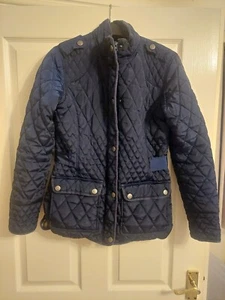 Ladies Crew Clothing quilted dark blue coat size 8 - Picture 1 of 13