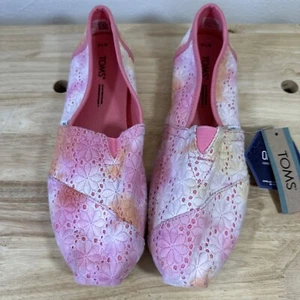 Toms - Women's Alpargata Sienna Orange Tie Dye Floral Eyelets Size 7.5 New - Picture 1 of 11