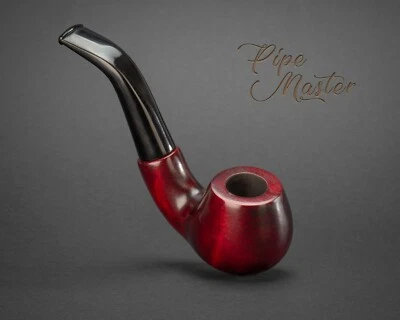 GOLDEN PIPE HAND MADE WOODEN SMOKING PIPE for TOBACCO PEAR no 62 Cherry Colour + Filter