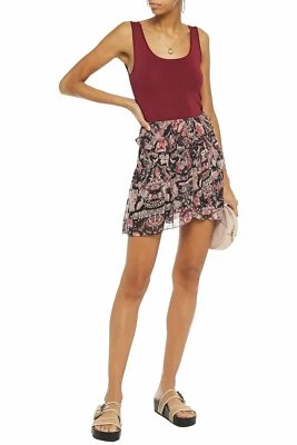 IRO Tingo Mini Skirt S 6 Women Casual Ruffled Printed Short Boho FR 36 NEW 23109 - Image 1 of 4