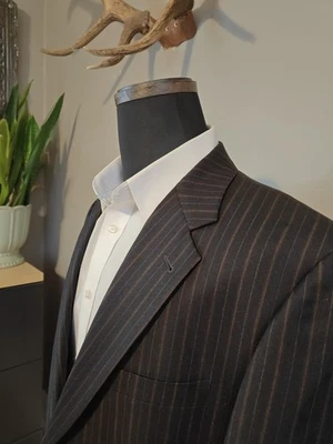 🇺🇲 Abrigo Deportivo Joseph Abboud Para Hombres 42L Negro Marrón Rayas Dos Botones EE. UU. Foto 1 de 4