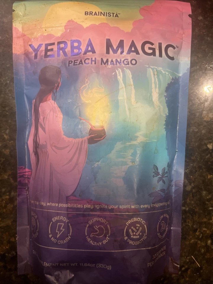 1-3X Yerba Mágica Yerba Mate Té Instantáneo en Polvo - Sabores Melocotón Mango - 30 Porciones Foto 1 de 1