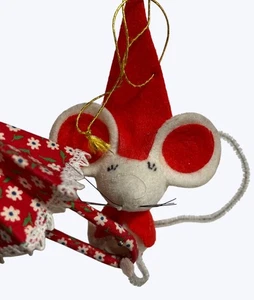 Vintage Filzmaus Weihnachtsschmuck mit Regenschirm - Bild 1 von 10