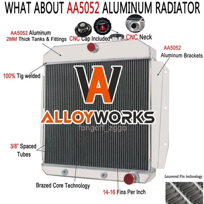 FIT 1955 1956 1957 58 59 CHEVY TRUCK PICKUP SUBURBAN/APACHE 4-ROW RADIATOR Foto 1 de 4