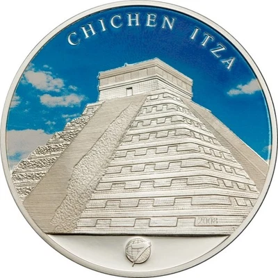 2008 Mongolia 500 Tögrög 7 Wonders of the World Chichen Itza - .925 Silver - Image 1 of 3