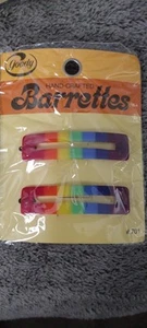 Barrette arcobaleno Goody 2,5" 1975 con chiusura a filo sigillate nuove NOS Taiwan  - Foto 1 di 2