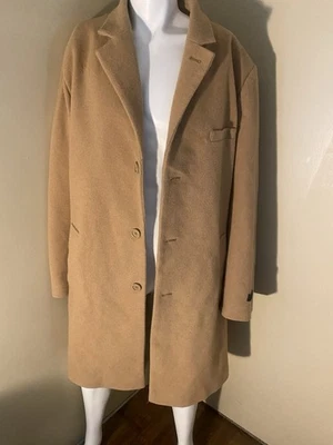 Gabardina Tahari color tostado para hombre mezcla de lana grande y alta, talla en fotos usada  Foto 1 de 4