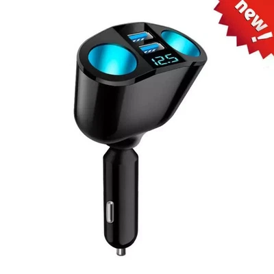 Dual USB DC，12V LED Car Cigarette Lighter Adapter Charger 2Way Socket Splitter~ - Image 1 of 4
