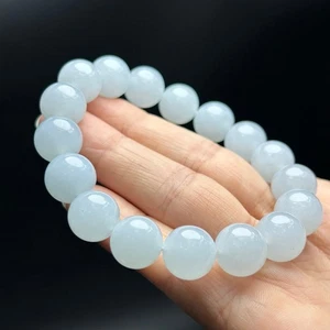 Brazalete de jadeíta con cuentas de jadeíta de 12 mm birmano alto hielo natural certificado 2025 - Imagen 1 de 13