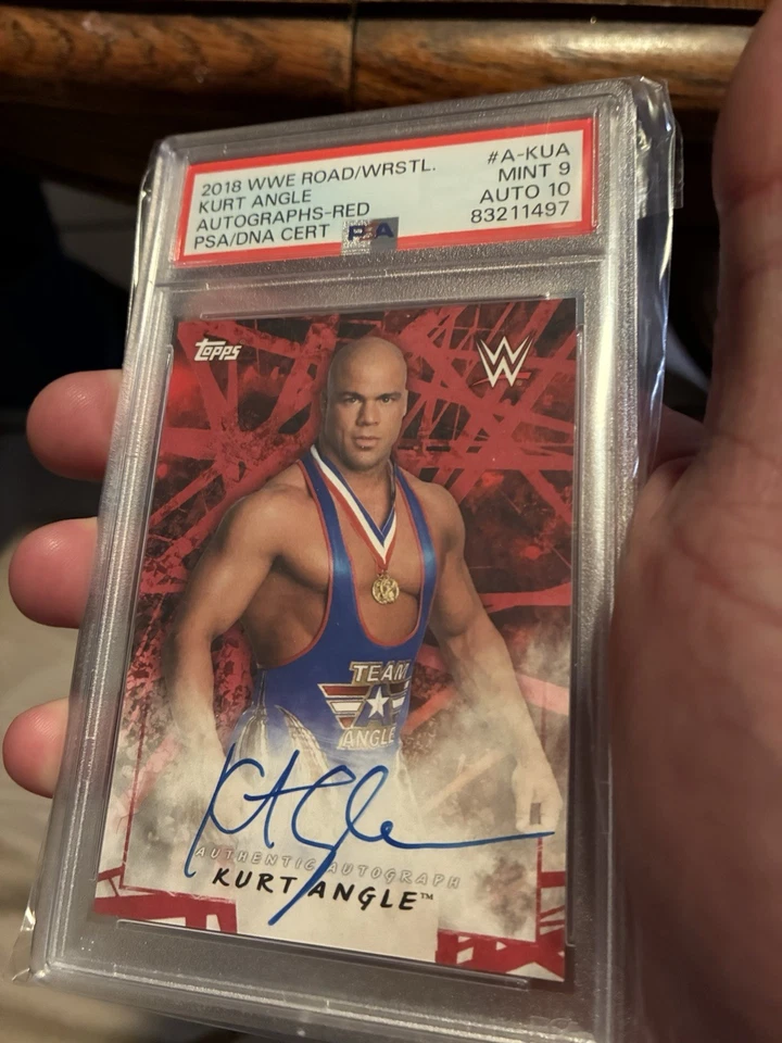 2018 Topps WWE Road To Wrestlemania Kurt Angle  AUTO 1/1! PSA 9/10! WOW! - Image 1 of 4