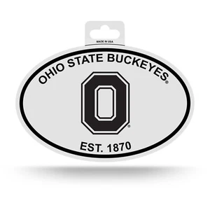 Ohio State Buckeyes Oval Decal Sticker NEW!! 3x5 Inches Free Ship Black & White - Picture 1 of 2