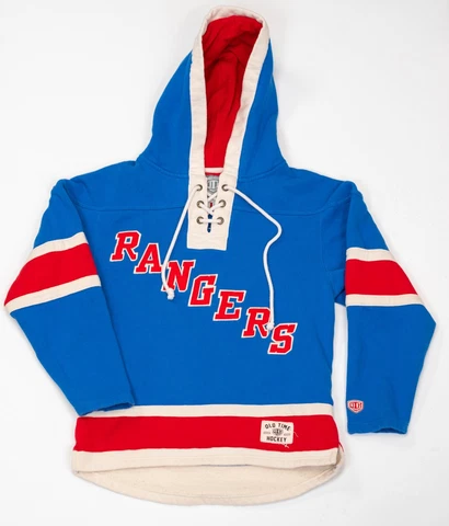 VTG NEW YORK RANGERS JERSEY HOODIE Size S/P OLD TIME CAUSEWAY HOCKEY Lundqvist Cover