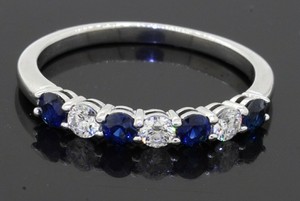 Tiffany & Co. Platinum 0.87CT VS1/F diamond & sapphire band ring size 7.5