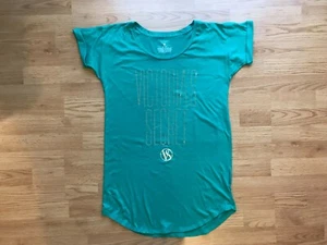 Victorias Secret Womens Short Sleeve Top Size S Green Oversized Gold Shiny Studs - Picture 1 of 8