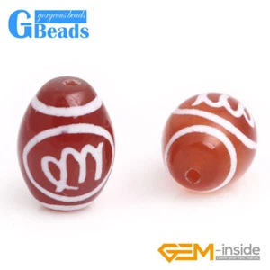 12 Constellation Rice Zodiac  Red Agate Stone Beads for Jewelry Making 10x14mm - Picture 1 of 36