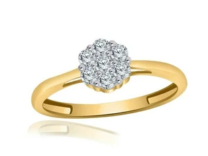 0,30 ct natürlicher I2 H Diamant Blume Verlobungsring 14 K Gelbgold Größe 7 - Bild 1 von 6