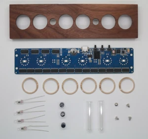 DIY Kit 6 bit Nixie Tube Clock IN-14 PCBA Digital IN14 walnut wood.No Tubes - Picture 1 of 4