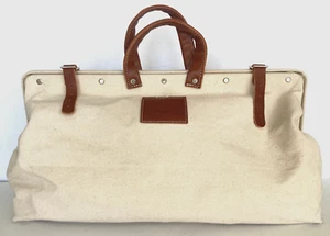 Weekender Zimmermannstasche 20" natürliches kreideweißes Canvas & braunes Leder - Bild 1 von 12
