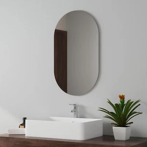 EMKE Large Oval Wall Mounted Mirror Farmeless Bathroom Bedroom Makeup Dressing - Picture 1 of 12