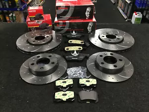 FOR VOLVO S60 S80 V60 V70 XC70 2.0 FRONT REAR DRILLED GROOVED BRAKE DISCS & PADS - Picture 1 of 1