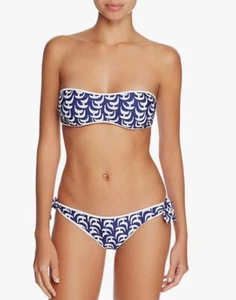 Milly Cabana Sailboat Print Bandeau Bikini Top Tie Bottom 2 Piece Swim Suit L - Picture 1 of 16