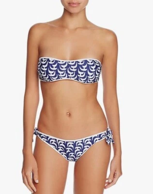 Milly Cabana Sailboat Print Bandeau Bikini Top Tie Bottom 2 Piece Swim Suit L - Image 1 of 4