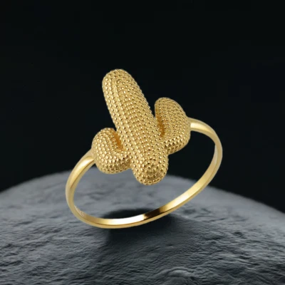 Dainty Gold Cactus Ring for Women – Minimalist Desert-Inspired Jewelry (10K/14K) - Image 1 of 4