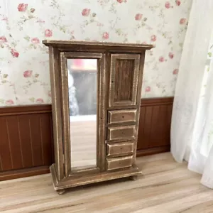 Maßstab 1:12 Puppenhaus Miniatur Möbel Schrank Kleiderschrank Vintage Alter Holz - Bild 1 von 6