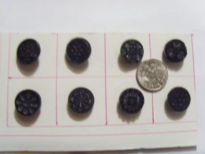 8 antique black glass assorted motif floral collector buttons lot 52027 - Picture 1 of 12