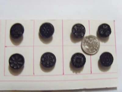 Lote de 8 botones antiguos de coleccionista con motivo floral de vidrio negro surtido 52027 Foto 1 de 4