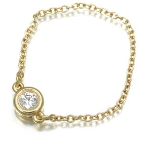 Auth Tiffany&Co. Ring Diamonds By The Yard Diamond Chain US5.25-5.5 18K YG - Picture 1 of 4