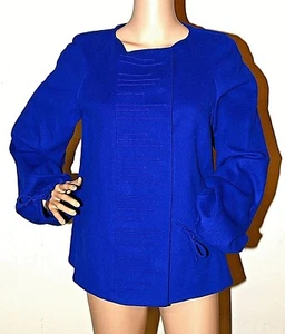 $598 ELLEN TRACY Sapphire Blue Wool Angora blazer Jacket topper 4 womens - Picture 1 of 4