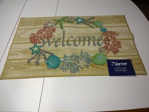 Nourison "Welcome" Accent Rug 17" x 28" Beach Theme Shells - Picture 1 of 4