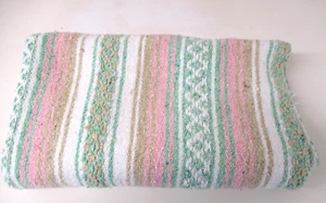 Vintage Mexican Blanket, Sarape, Throw, Rug, Pink, Picnic, Festival, Camping, 12 - Picture 1 of 7