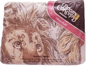 NOS Vintage BIBB SIMBA Lion Animal Jungle Twin Flat Sheet 66" X 96" NEW - Picture 1 of 5