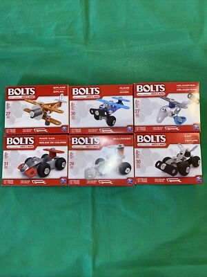 Bolts By Meccano Lot of 5 Building Toys - Race Car Plane Helicopter Bulldozer A2 - Image 1 of 4